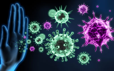 hand.virus hand pushing away virus